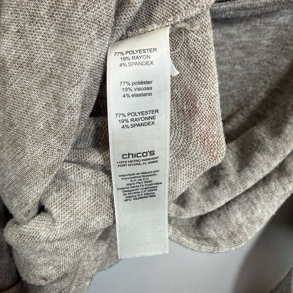 Chico's Cowl Neck Sweater Pullover Women's Size 12 Oatmeal Long Sleeve - Picture 6 of 10